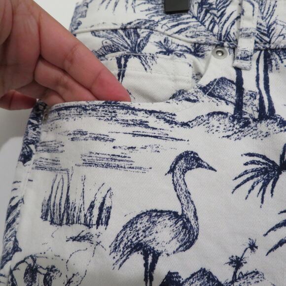 J. McLaughlin Womens Sz 12 Navy White Heron Toile Amal Pants Ankle Length Preppy - Picture 4 of 7